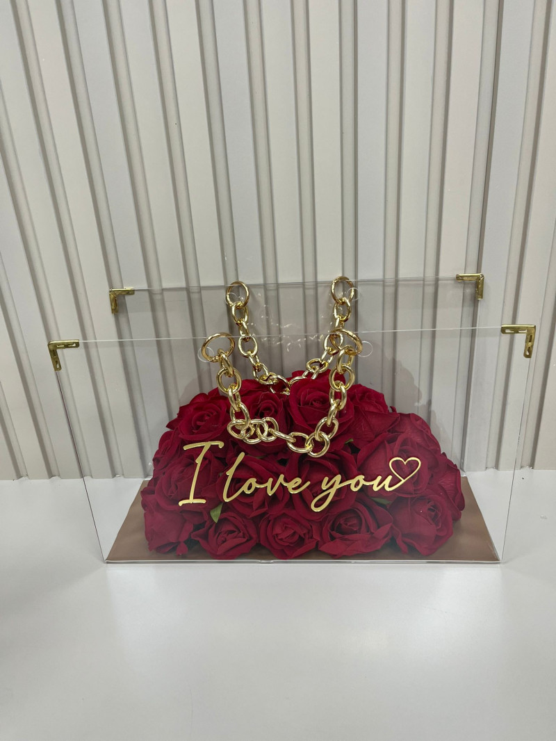 ŞEFFAF ASKILI ÇANTADA SOLMAYAN GÜLLER