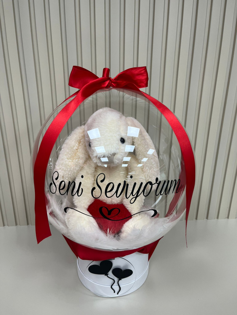 SENİ SEVİYORUM YAZILI PELUŞ BALON