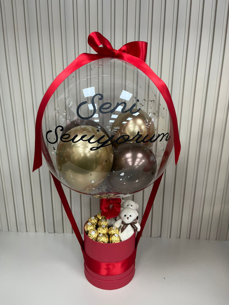 SENİ SEVİYORUM YAZILI BALON ÇİKOLATA